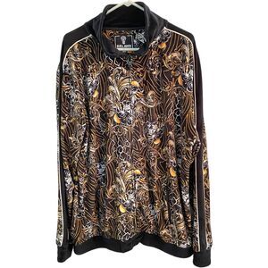 Rebel Minds Track Jacket Mens Size 3XL Velvet Velour Coat Tiger Print Hip Hop